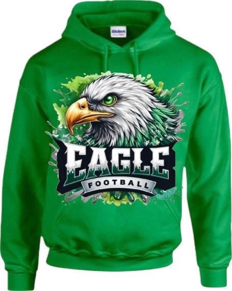 Green hoodie featuring an eagle graphic and the word "EAGLE FOOTBALL."